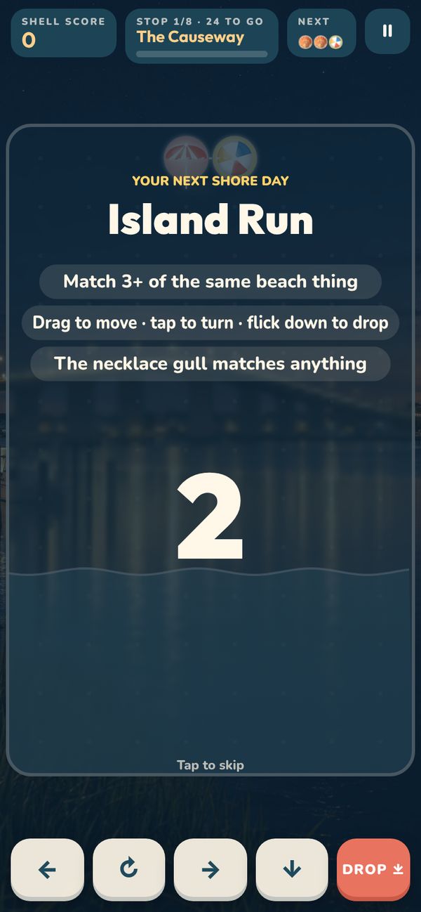 Island Run countdown with quick rules